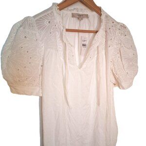 Loft NWT Eyelet Embroidered S/S Top